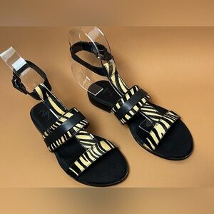 Naturalized 27 EDIT Elva calf hair and Leather Sandals Black and Brown size 9